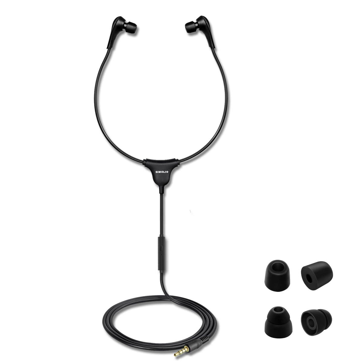 SIMOLIO stereo headset with mic and 4.9ft cable for precise PC transcription