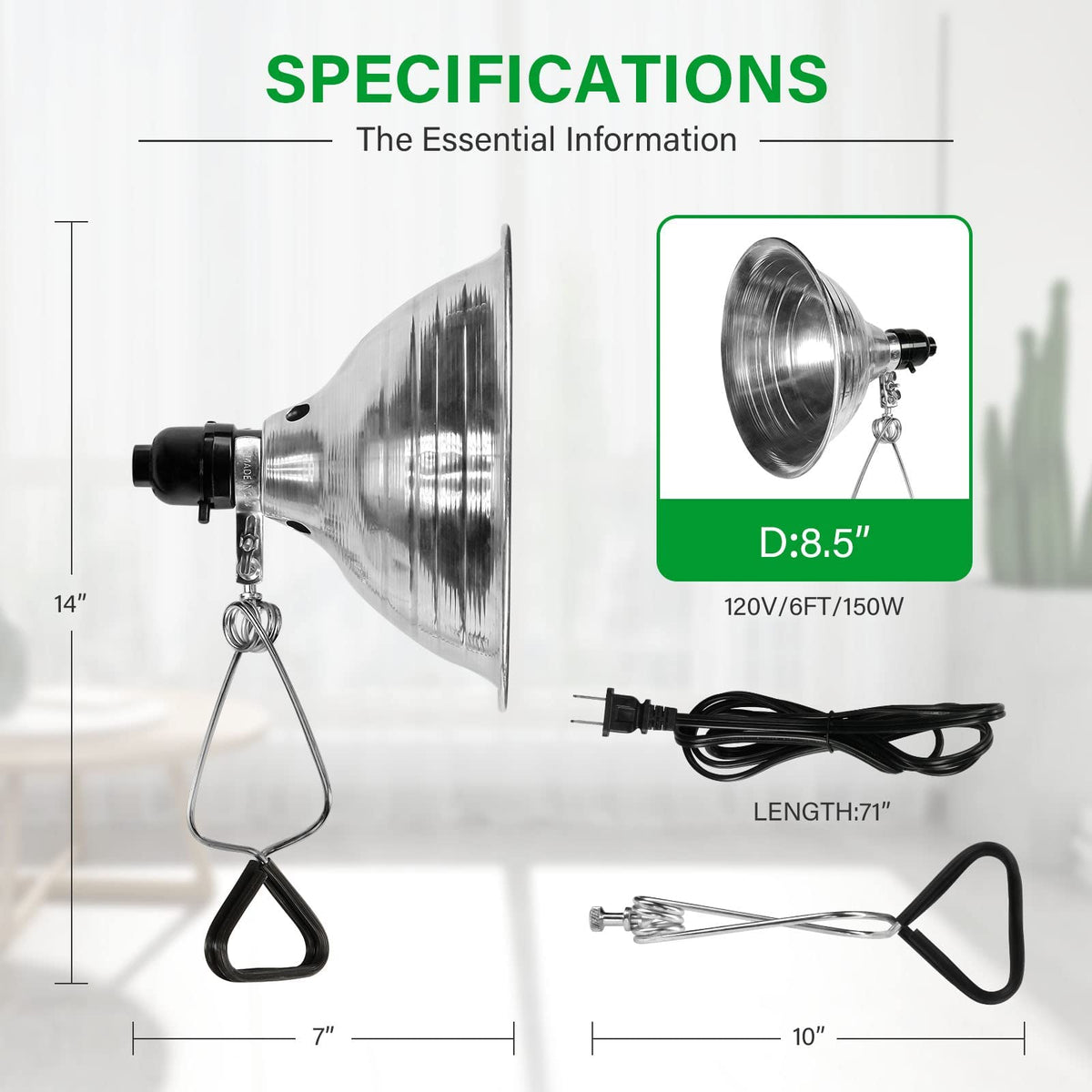 Simple Deluxe clamp lamp demonstrates 6 ft cord and firm clamp for stable placement.