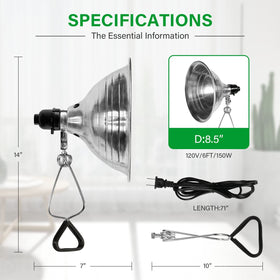 Simple Deluxe clamp lamp demonstrates 6 ft cord and firm clamp for stable placement.