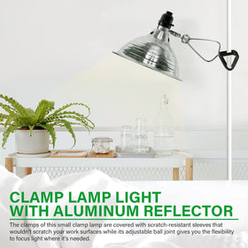 Simple Deluxe aluminum reflector concentrates light for task-focused illumination.