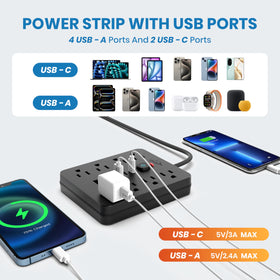 Simple Deluxe JouleLoom 2 USB-C ports provide fast charging for devices.