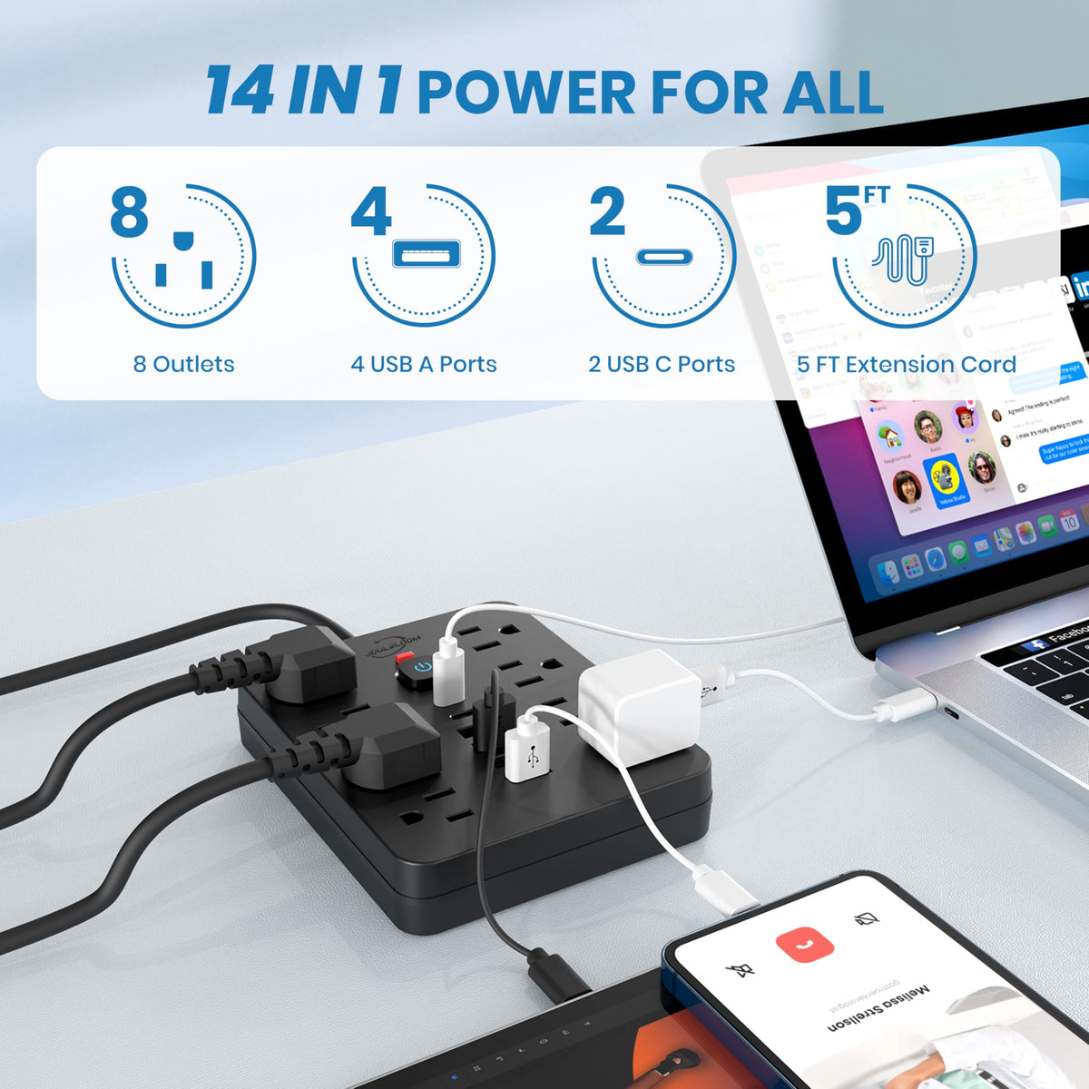 Simple Deluxe JouleLoom with USB ports ready to fast-charge smartphones.