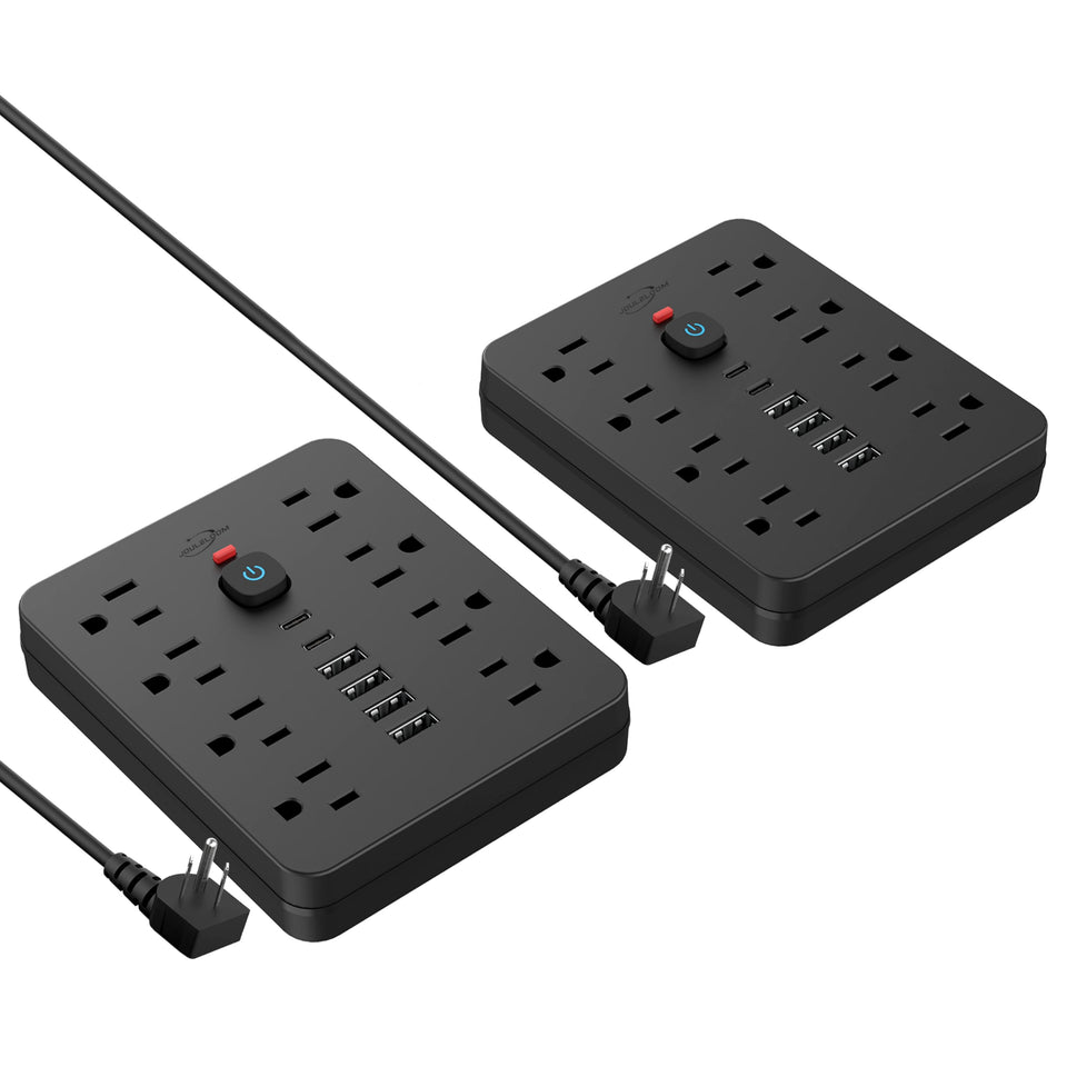 Simple Deluxe JouleLoom power strip showing 8 outlets for organized device charging.