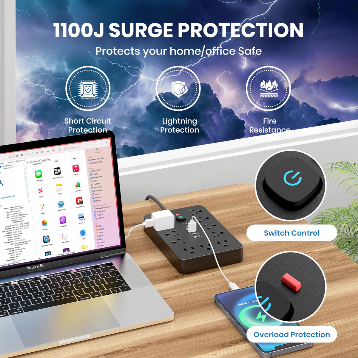 Wall-mount-ready back lets secure installation on desk or wall.