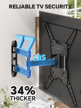 Simple Trending full-motion swivel helps align screens for group viewing.