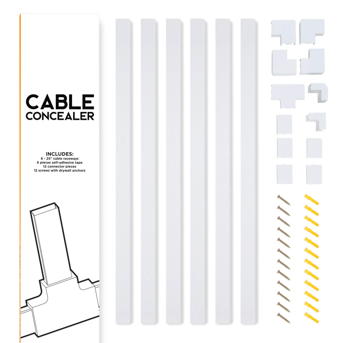 SimpleCord next to a ruler showing 25-inch raceway length for scale