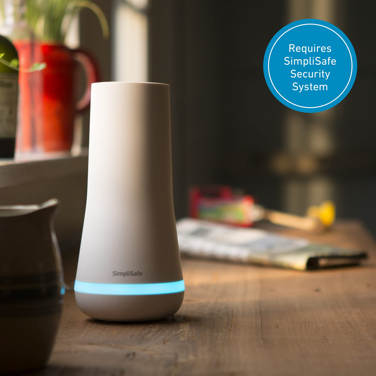 SimpliSafe outdoor camera wide-angle view capturing broad coverage
