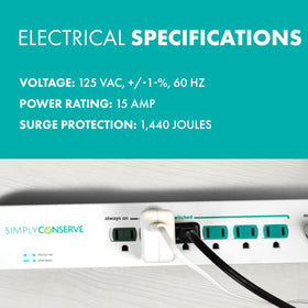 SC73T1 control outlet illustration demonstrates automatic shutoff reducing standby power for connected devices
