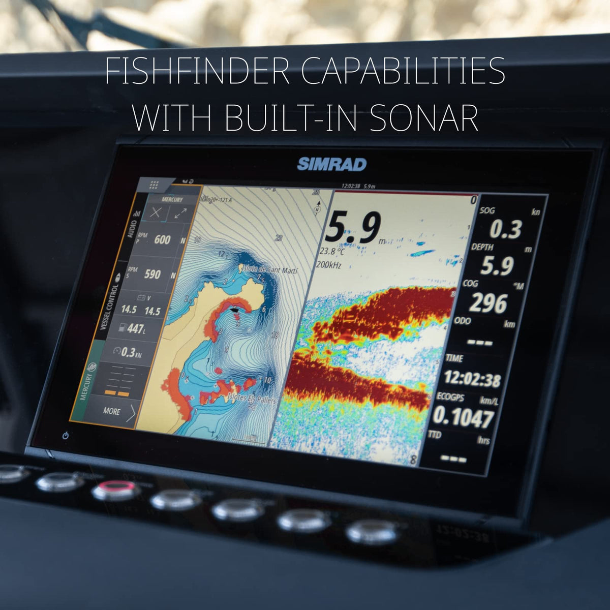 Simrad GO9 XSE built-in GPS with NMEA 2000 network integration.