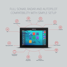 Simrad GO9 XSE Wi-Fi mirroring lets you view data on a mobile device.