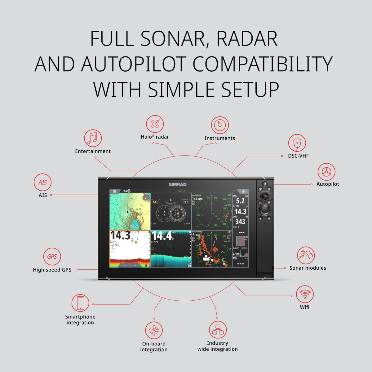Simrad NSS9 evo3S StructureScan 3D ready for detailed underwater views.
