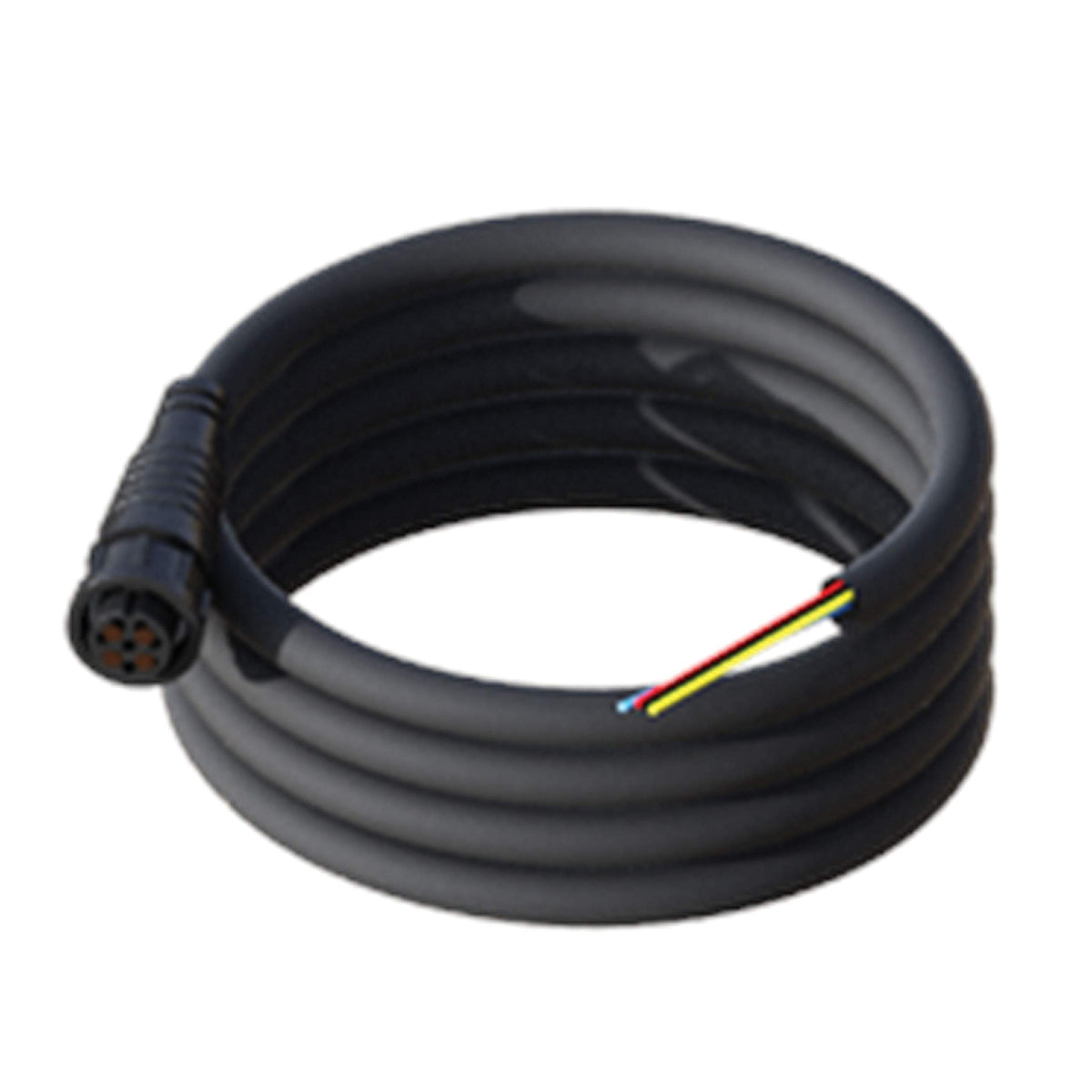 Simrad power cable with 4-pin connector to 4 bare wires for power in and external alarm