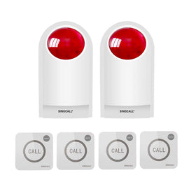 SINGCALL strobe siren front panel with bold visual alert.