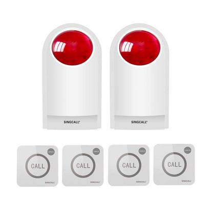 SINGCALL strobe siren front panel with bold visual alert.