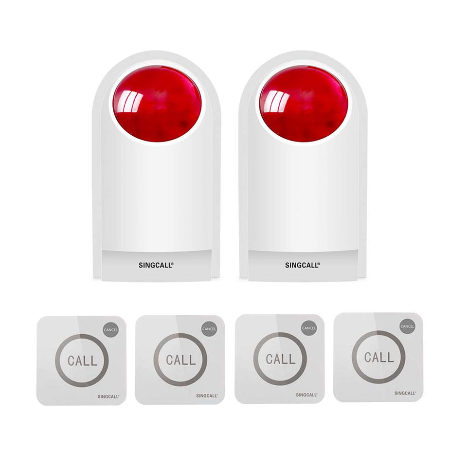 SINGCALL strobe siren front panel with bold visual alert.