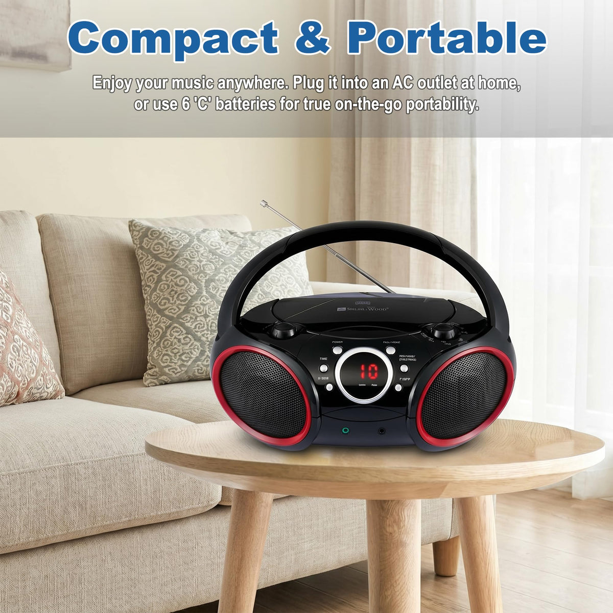 SINGING WOOD battery compartment view showing portable power option benefit
