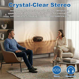 SINGING WOOD top-loading CD close-up highlighting convenient disc access