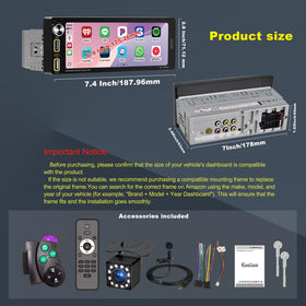 Single Din Car Stereo size comparison with ruler showing single DIN compact fit