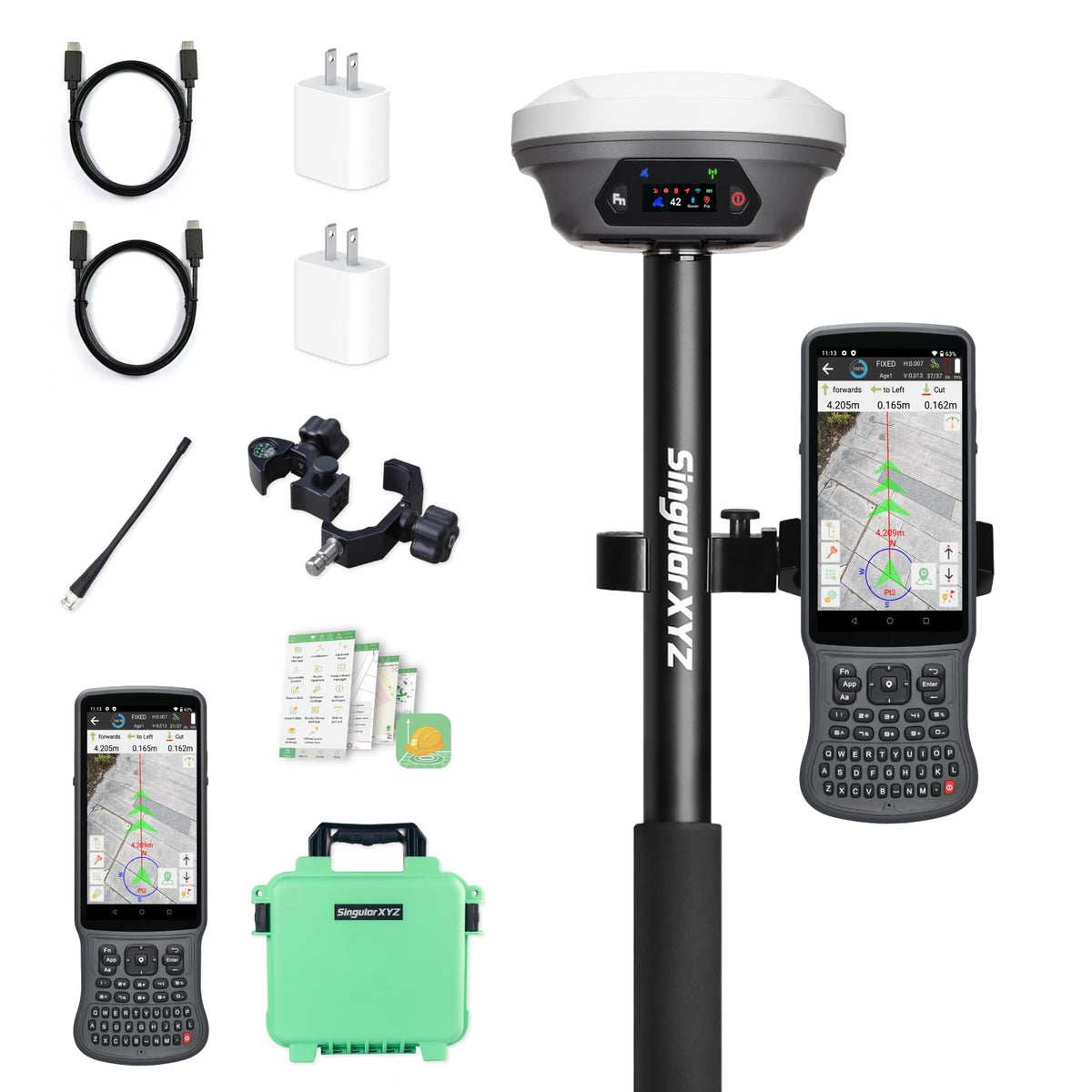 SingularXYZ E1 Pro display shows real-time surveying data in bright sun for quick decisions