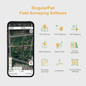 SingularXYZ E1 tilt measurement module highlights precise tilt data for accurate setup.