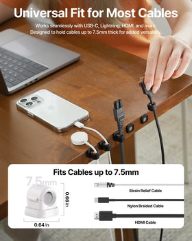 Sinjimoru clip holding cables on a desk offering neat workspace cable management