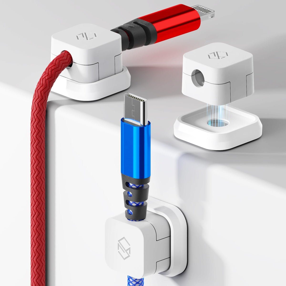 Sinjimoru magnetic cable clip white 3pcs keeps cords tidy and within reach.