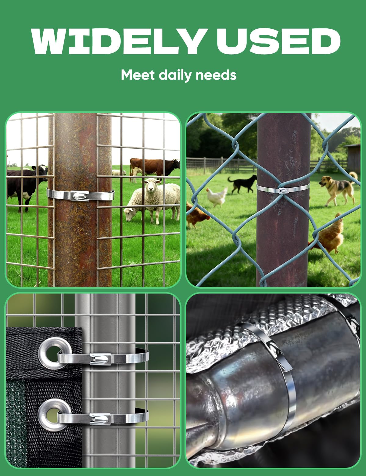 Sinlon ties installed on chain link fence showing durable secure fastening