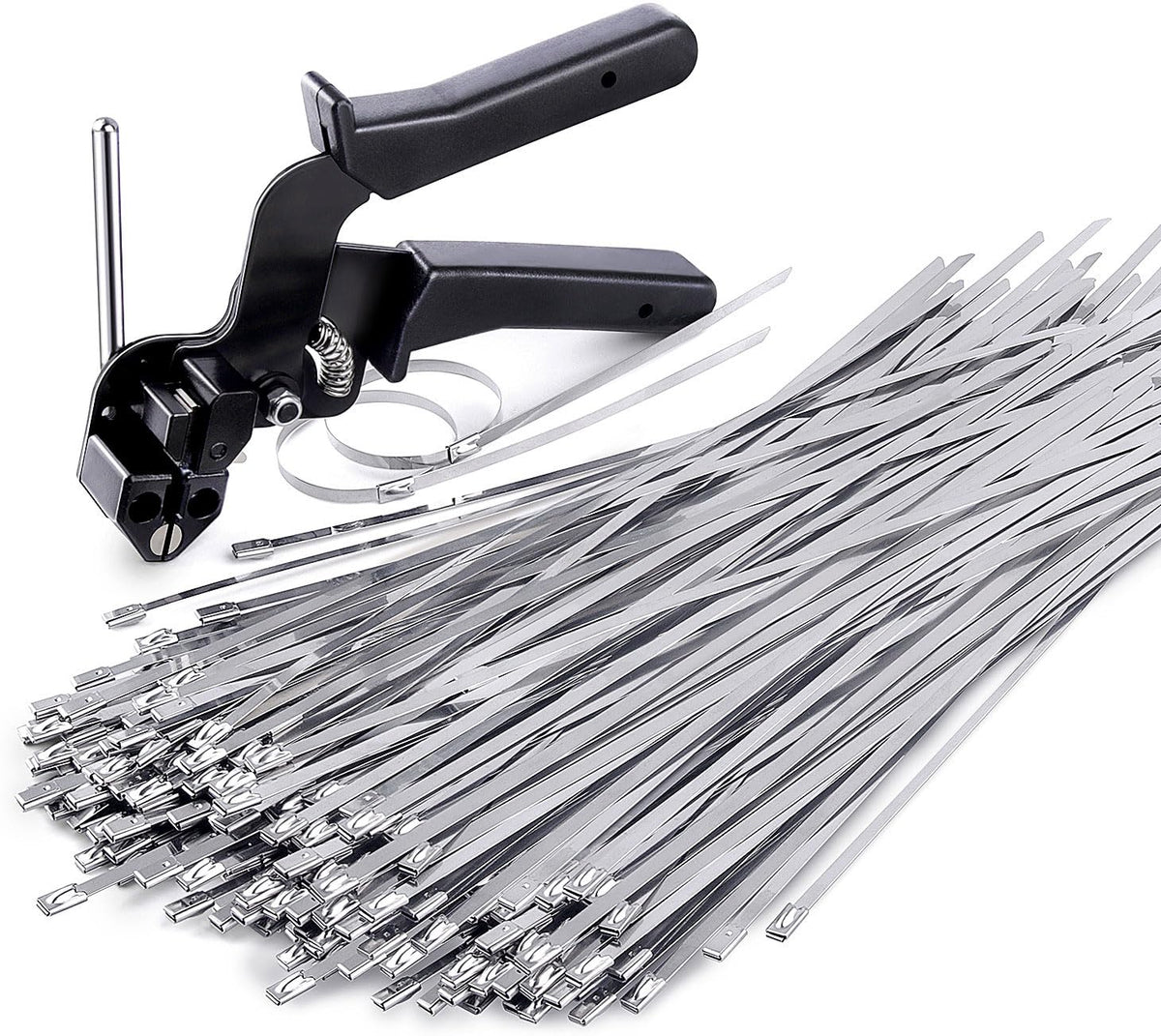 Sinlon kit front view showing tool and 150 stainless ties for quick start