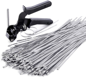 Sinlon kit front view showing tool and 150 stainless ties for quick start