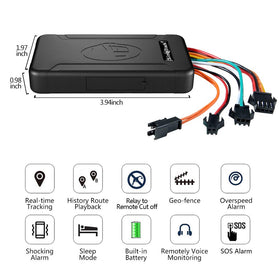SinoTrack ST-906L rear label detail with model and specs — clear identification benefit