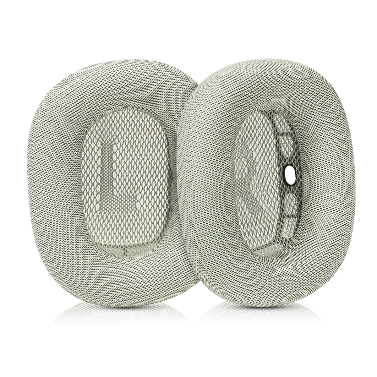 Sinowo AirPods Max ear cushions in silver, close-up showing soft protein leather texture for daily comfort.