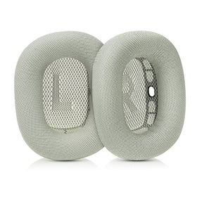 Sinowo AirPods Max ear cushions in silver, close-up showing soft protein leather texture for daily comfort.