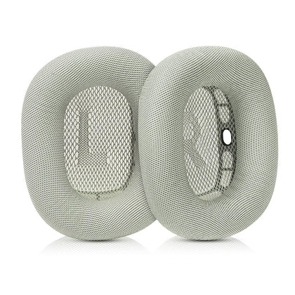 Sinowo AirPods Max ear cushions in silver, close-up showing soft protein leather texture for daily comfort.