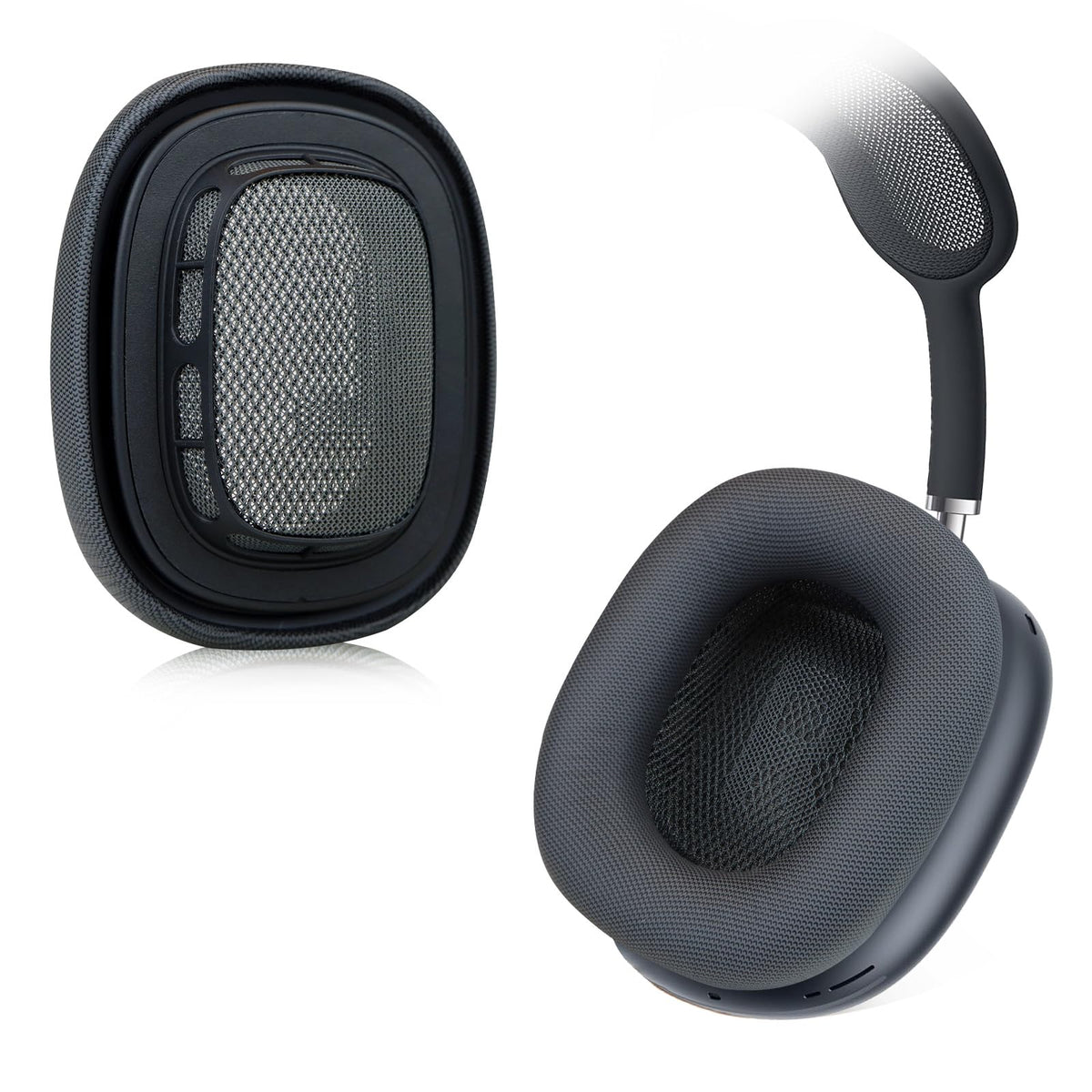 Magnetic attachment on Sinowo ear cushions secures to AirPods Max