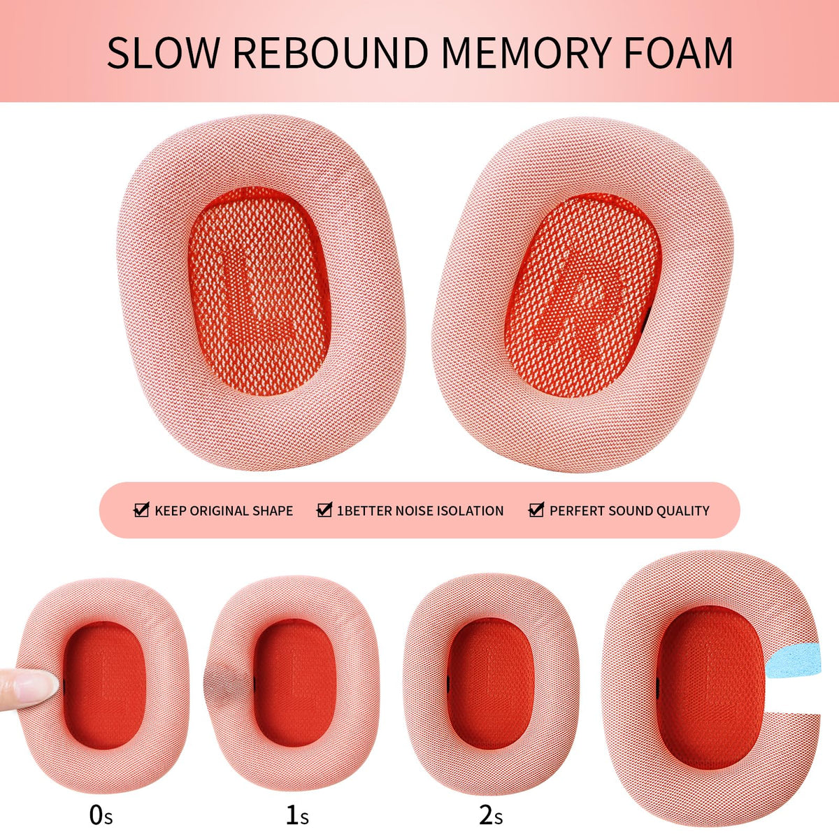 SINOWO pink packaging highlights premium replacement parts for AirPods Max.