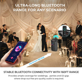 SINWE connected to active speaker showing wireless source feeding PA for cable-free playback