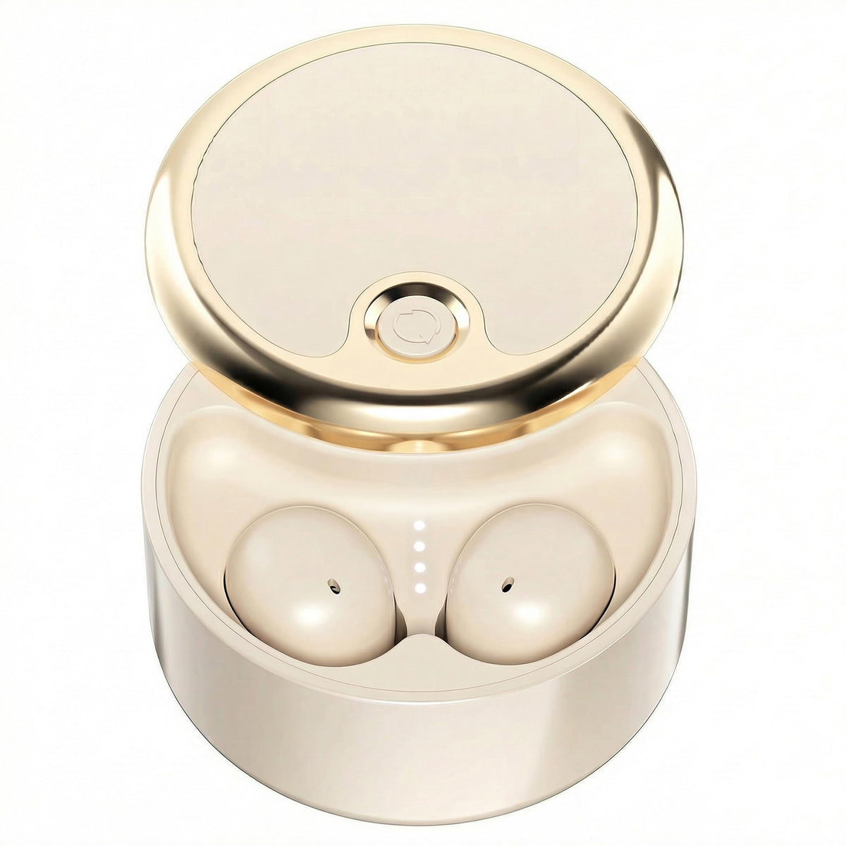 Siowen Lunar White closeup earbuds showing a discreet, compact profile for sleep and travel.