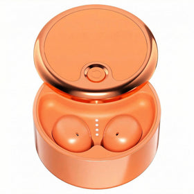 Siowen Sunbeam Orange earbuds with compact case for easy storage and portability.