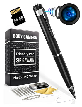 SIRGAWAIN pen front view showing camera and professional finish for discreet recording