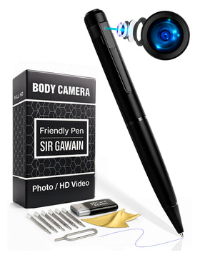 SIRGAWAIN pen front view showing camera and professional finish for discreet recording