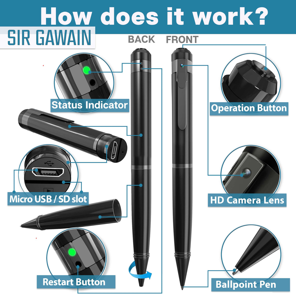 SIRGAWAIN pen on office desk demonstrating natural placement for meeting capture