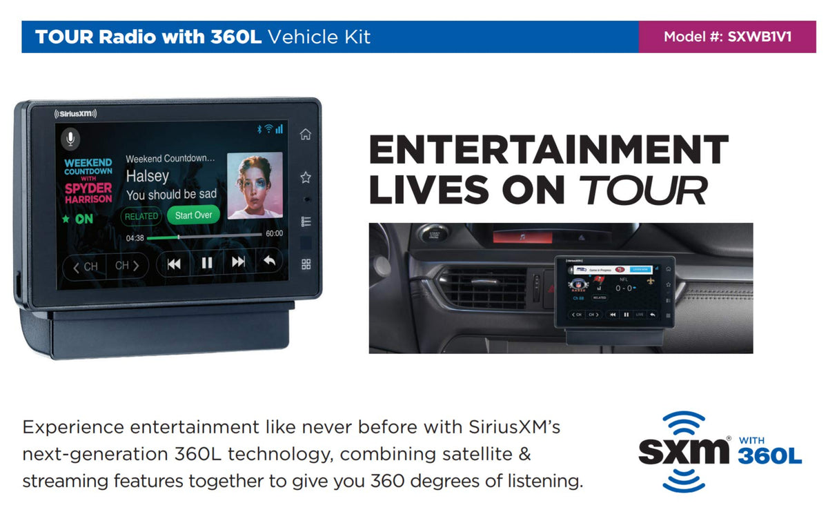 SiriusXM dash mount hardware kit for quick setup and secure placement.