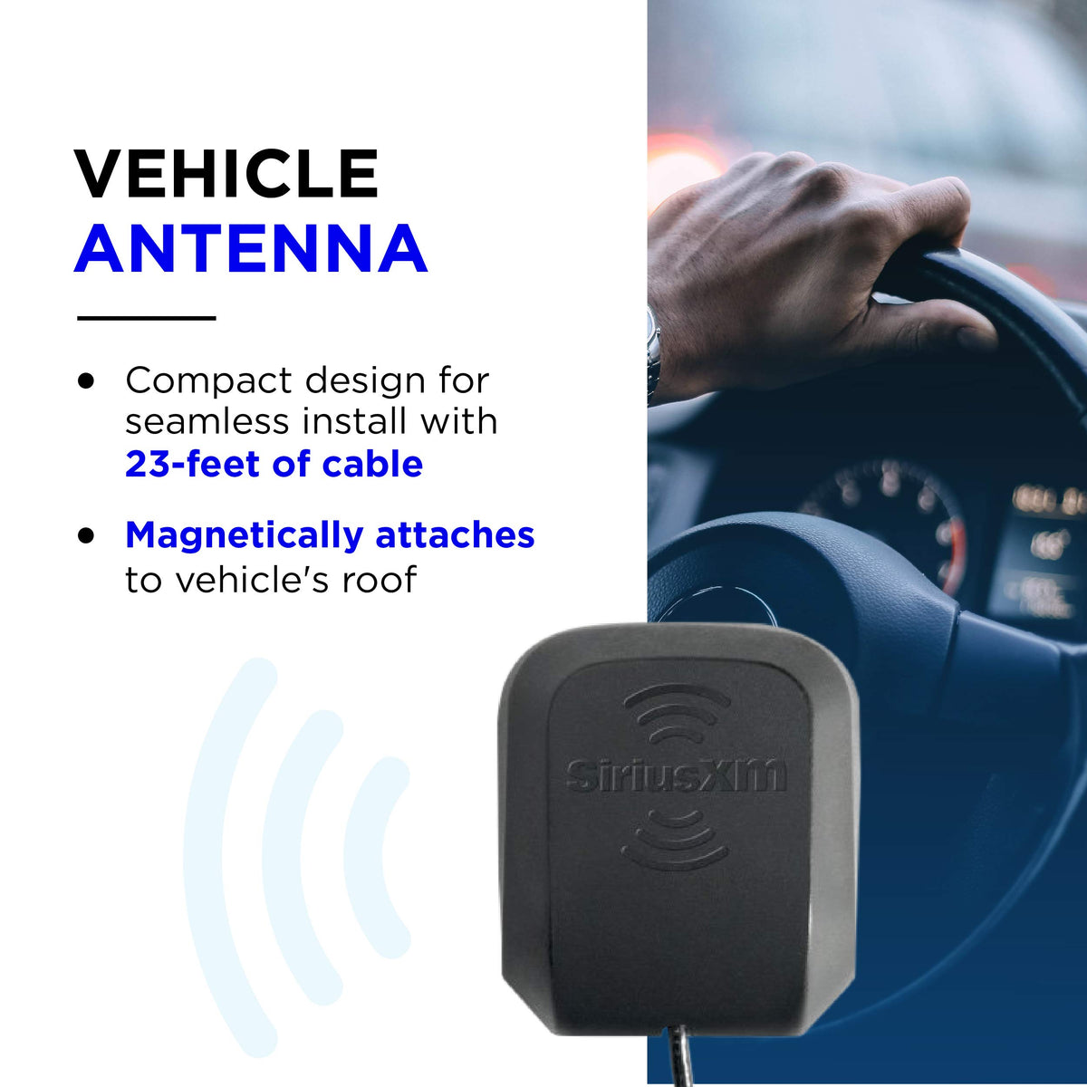 SiriusXM NGVA3 magnetic base close-up shows strong grip