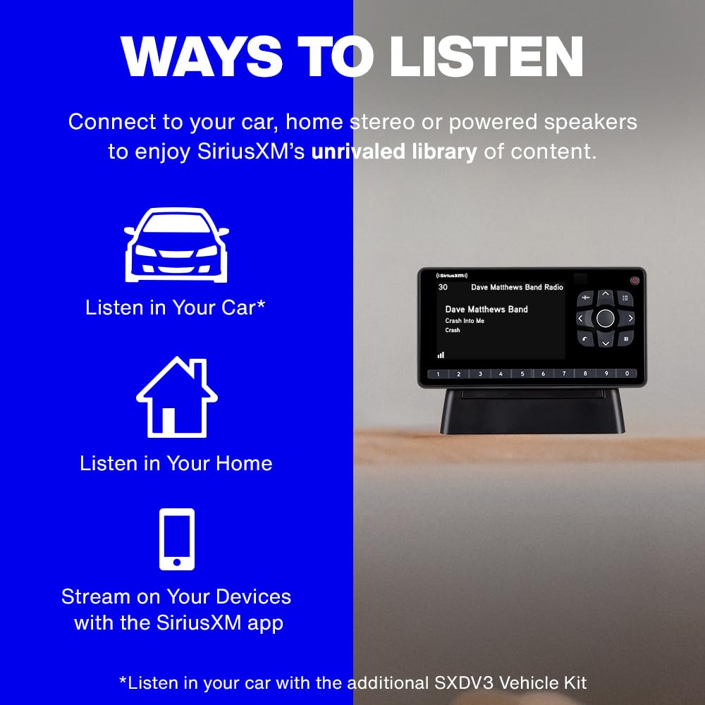 SiriusXM Onyx EZR home dock for easy DIY setup with compatible speakers.