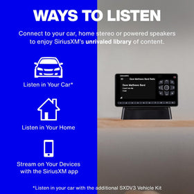 SiriusXM Onyx EZR home dock for easy DIY setup with compatible speakers.