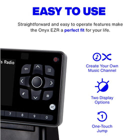 SiriusXM Onyx EZR remote control enabling channel changes from across the room.