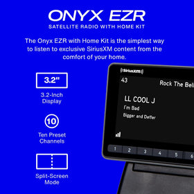 SiriusXM Onyx EZR split-screen view showing two channels simultaneously.