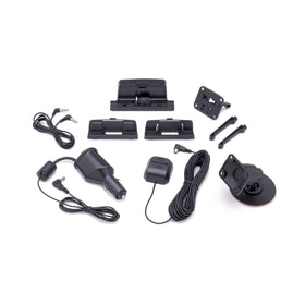 SiriusXM vehicle dock front view showing secure hold and easy charging benefit