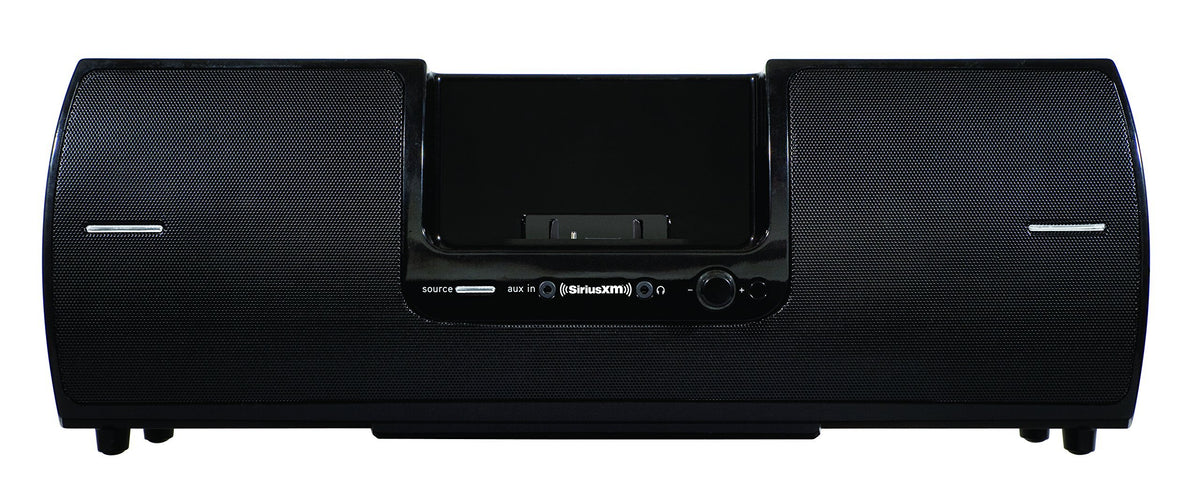 SiriusXM SXSD2 front view in black for portable listening and enhanced 2.1 sound