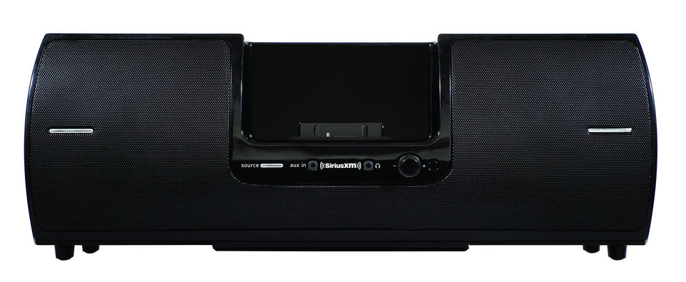 SiriusXM SXSD2 front view in black for portable listening and enhanced 2.1 sound